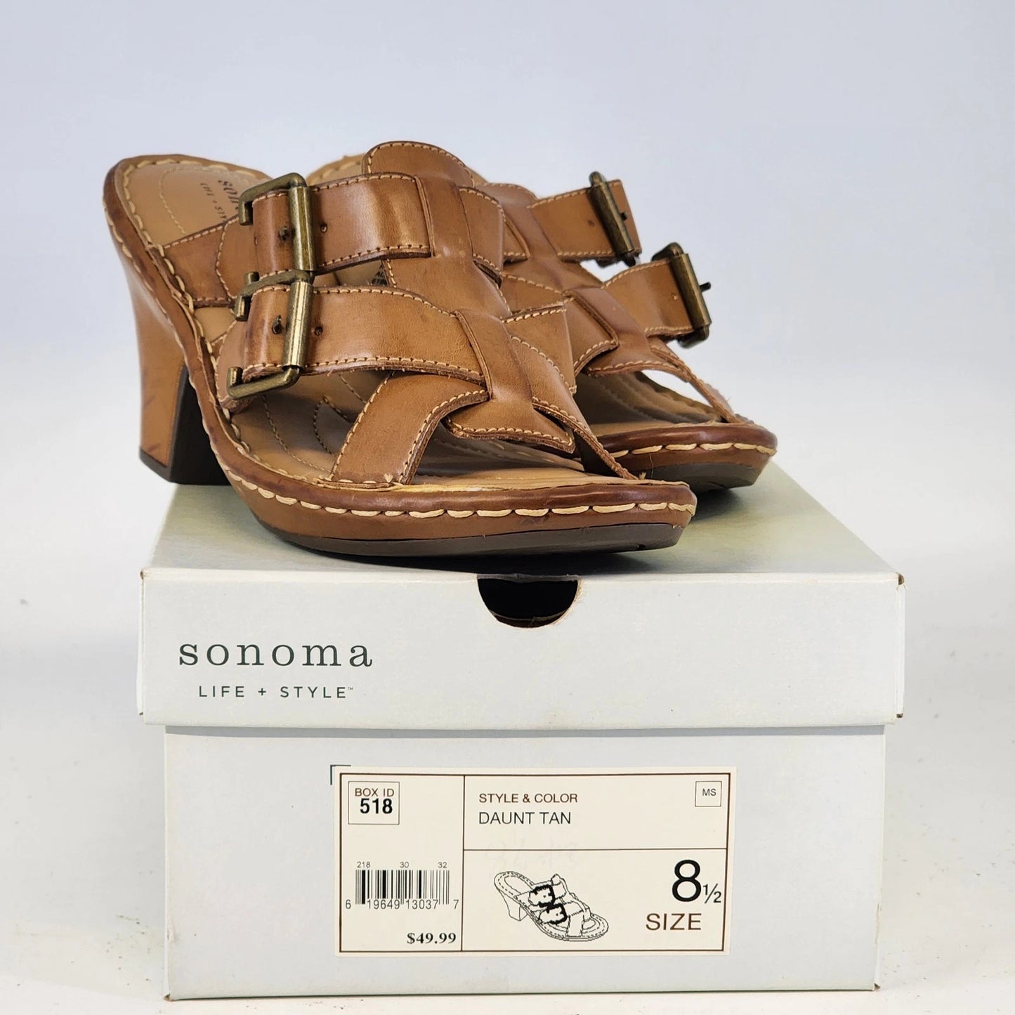 Sonoma Daunt Platform Sandals Women's Sz 8.5 Brown Leather 3.5" Block Heel NWT
