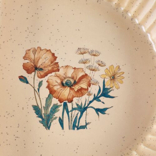 Treasure Craft Wildflower Oval Divided Tan Serving Dish 869/870 12" x 8" Size