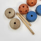Makit Tinker Toy Vintage Wooden Construction Set Parts Move & Wheels Turn Vtg