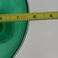 Crate & Barrel Emerald Green Art Glass Bowl Clear Base MCM Centerpiece Poland