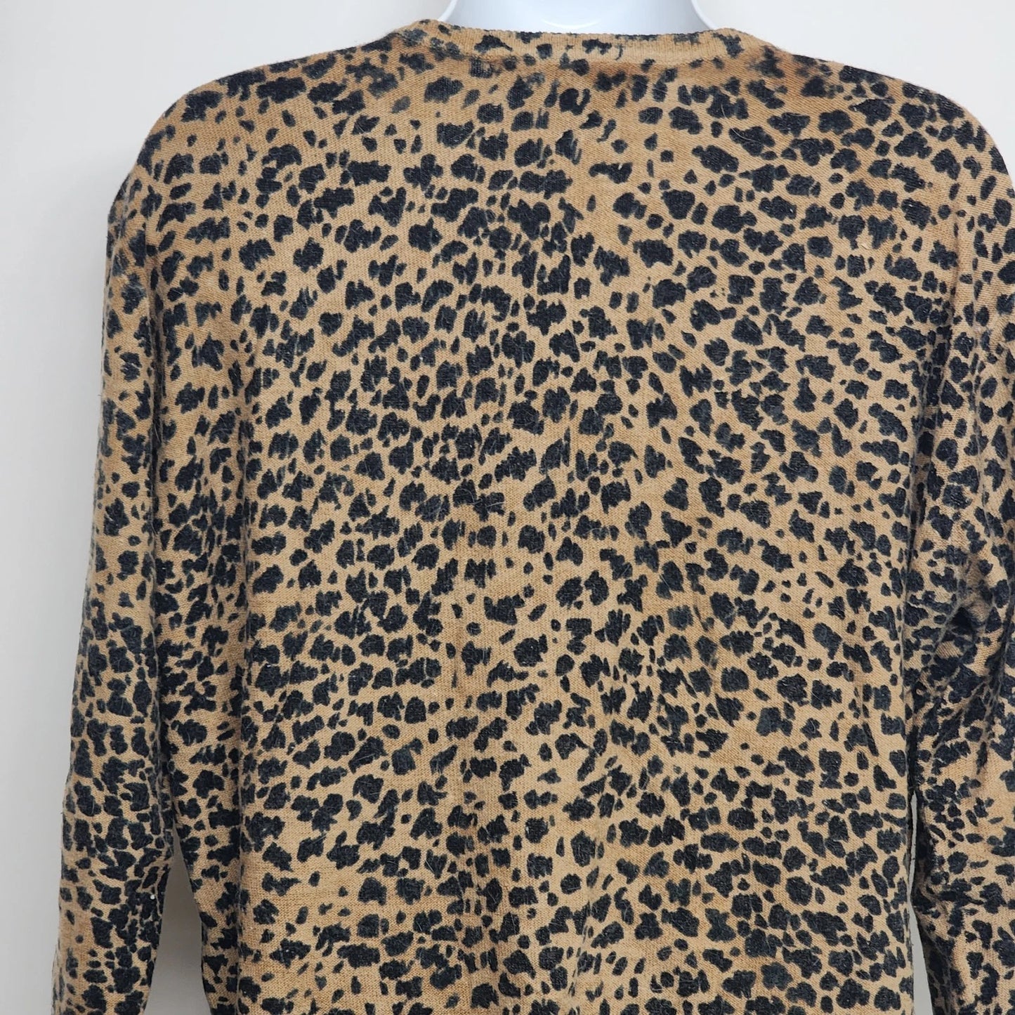 Nina Charles Women's Medium Leopard Print Wool Sweater Brown Animal Print Top
