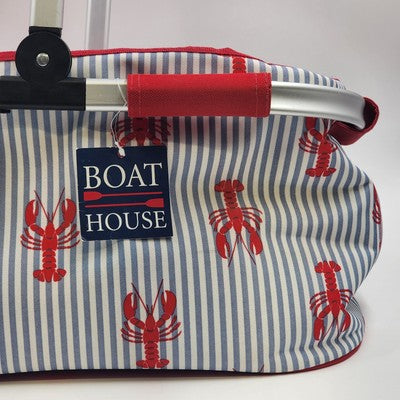 Boat House Insulated Picnic Basket Bag Collapsible Aluminum Handle Portable NOS