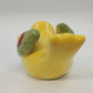 Whimsical Yellow Ceramic Bird Figurine Floral Folk Art Home Decor 7" Farmhouse