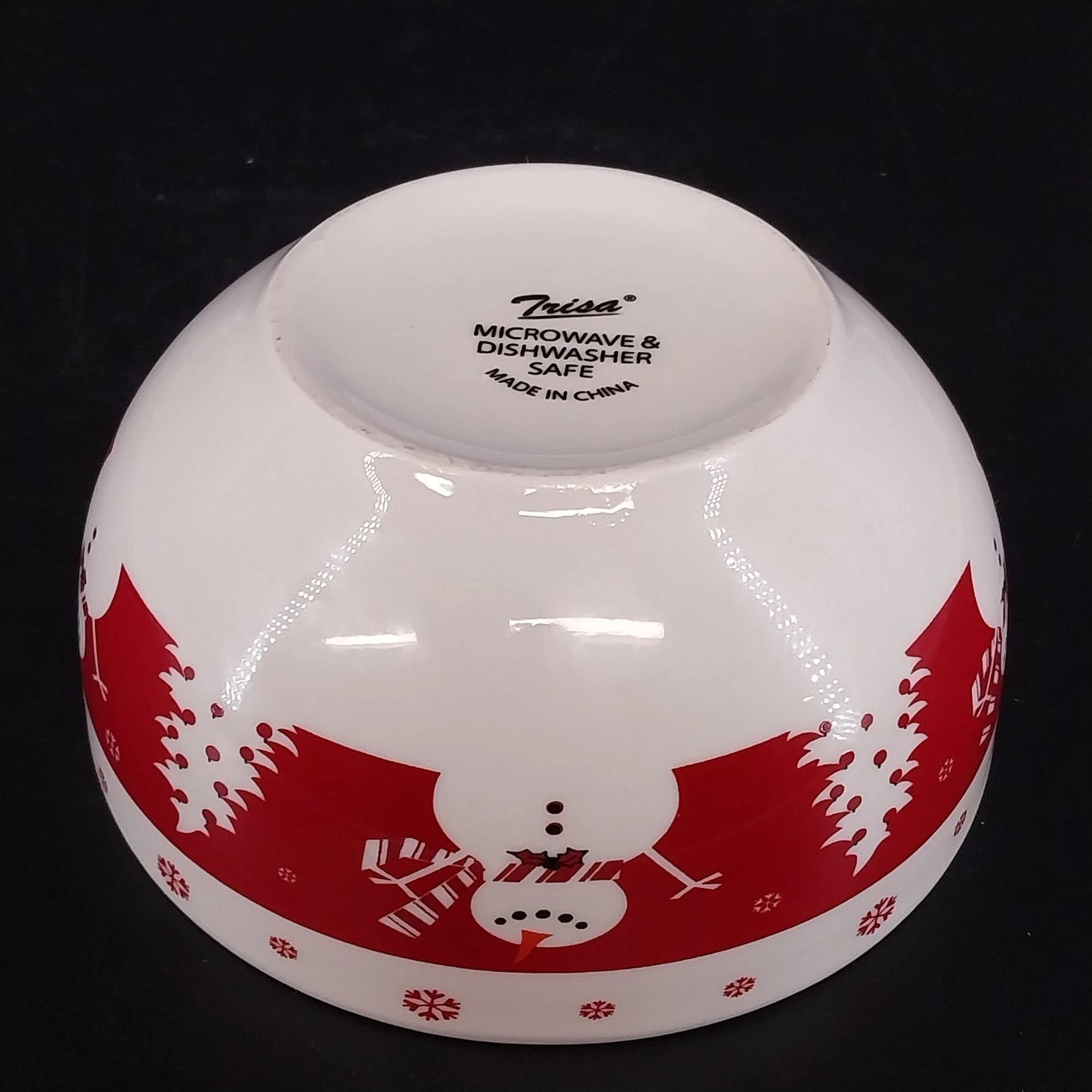Trisa Snowman Christmas Tree Red White Stoneware Cereal Soup Bowl 6" China