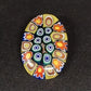 Oval Murano Glass Style Circles Multicolor Floral & Circles Brooch Lapel Pin