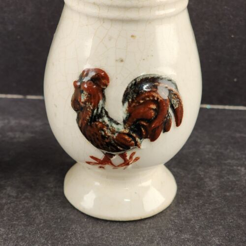 Rooster Chicken Salt & Pepper Shakers VG Pottery 4.5" Tall Vintage No Stoppers