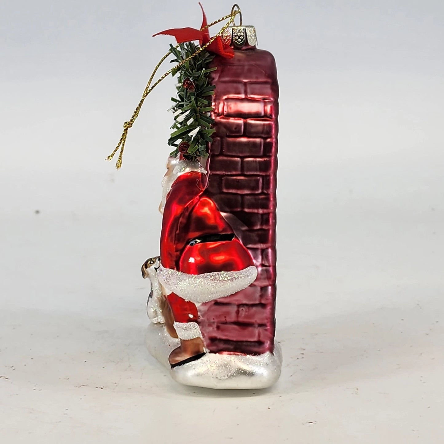 Christopher Radko Santa Puppy Mercury Glass Ornament 5" Christmas Poland Vintage