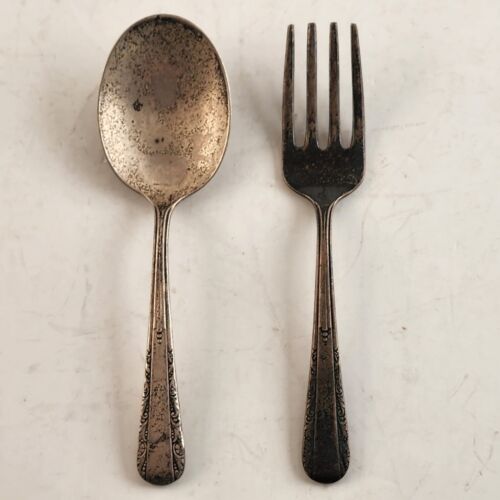 Webster Company Sterling Silver Baby Spoon and Fork 35 Grams Antique 4" Long
