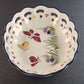 RCCL Lace Pierced Bowl Portugal Pottery Ceramic Hand Painted Flowers Butterflies