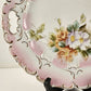 Bavarian 11" Pink White Serving Plate Handle Floral Embossed Scalloped Gold Gilt