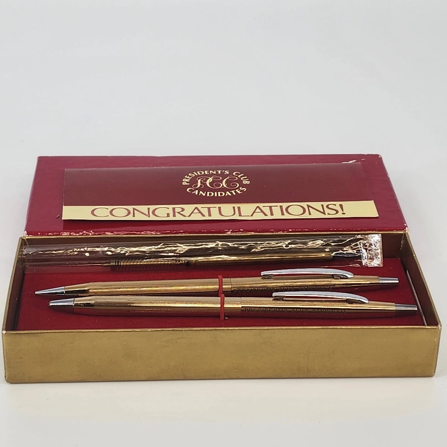 Avon President’s Club Bradley Astropoint Pen & Pencil Set Gold Tone with Box