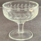 Etched Floral Leaf Sherbet Dessert Bowl Clear Champagne Glass Stemware Vintage