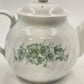 Corelle Callaway Teapot White Green Floral Swirl Corning Ware 7"x10"