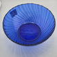 Arcoroc France Cobalt Blue Scalloped Swirl Glass Serving Bowl 9 Inch Diameter