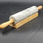 Gray Swirl Marble Rolling Pin 10" Long with Wood Handles 18" and Wood Cradle
