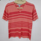 Fundamental Things T-Shirt Coral Pink Striped V Neck Top Women Medium Acrylic