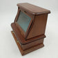 Wooden Musical Jewelry Box Jay Imports Angled Top Gold Diamond Blue Velvet 8"