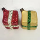Czech Glass Christmas Present Ornaments Lot 5 Hand Painted Gift Box 1.5" Vintage