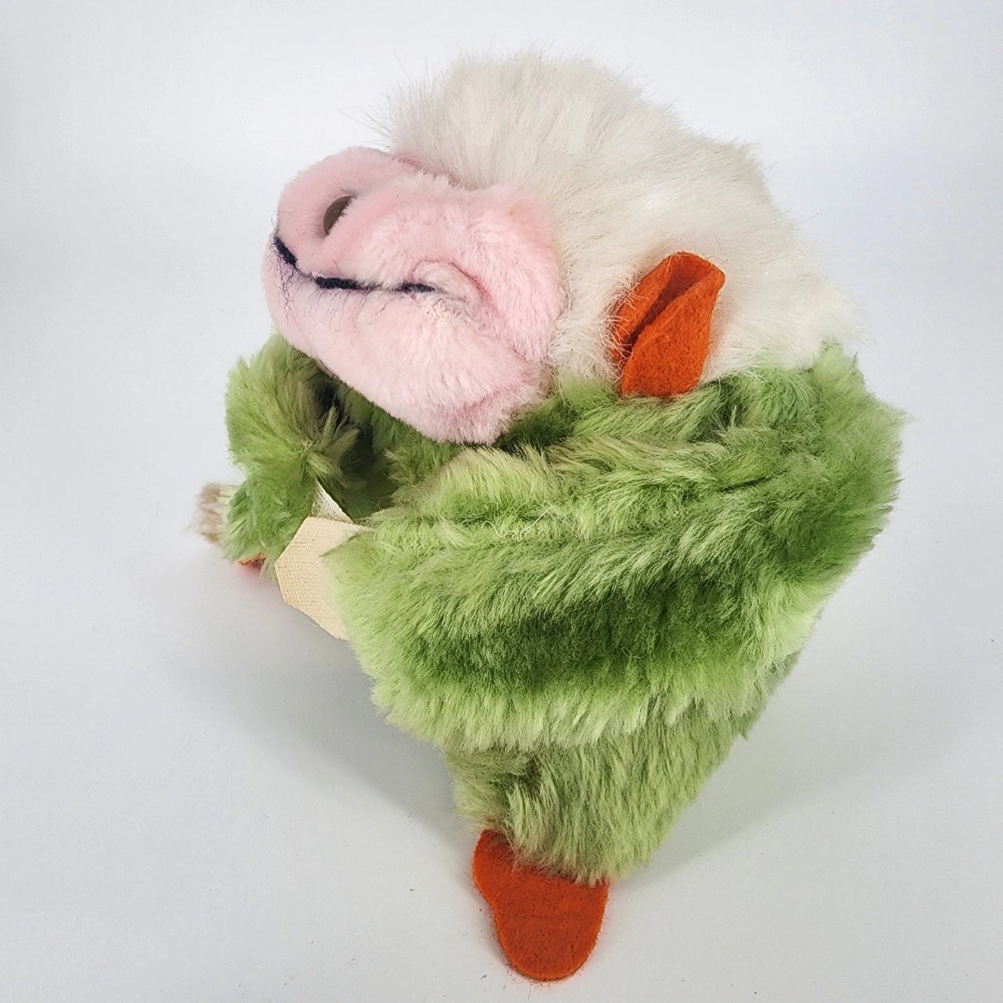 Intrigue Hanging Monkey Plush Green 6" Tall Hook & Loop Hands Korea Vintage 1980