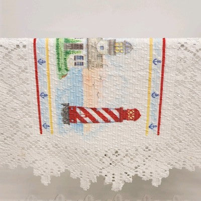 Set of 2 Heritage Lace Nautical Lighthouse Placemats 14"x20" White Polyester NWT