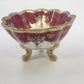 O&EG Royal Austria Porcelain Footed Bowl 3.75" Pink Gold Floral Scalloped Ribbed