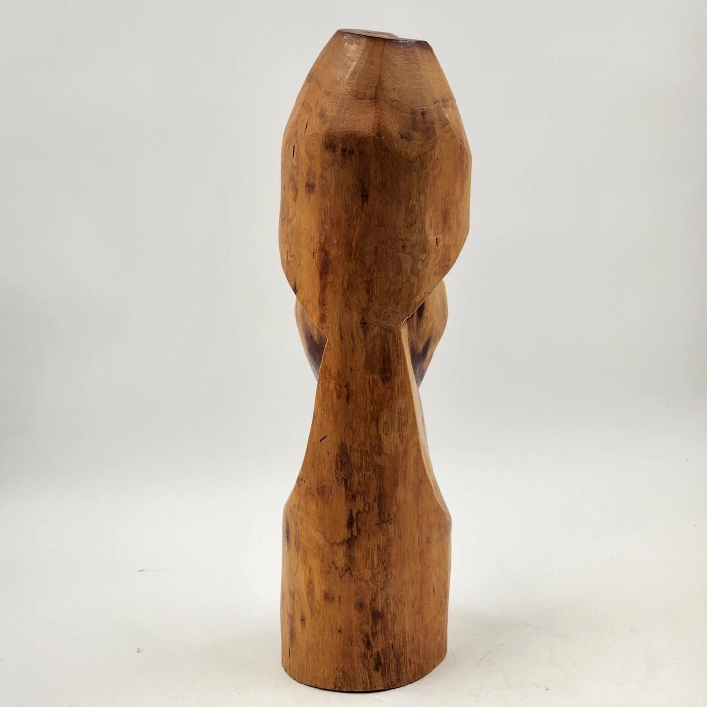 African Hand Carved Wood Head Bust Art Sculpture Figurine 16.5" Vintage Statue