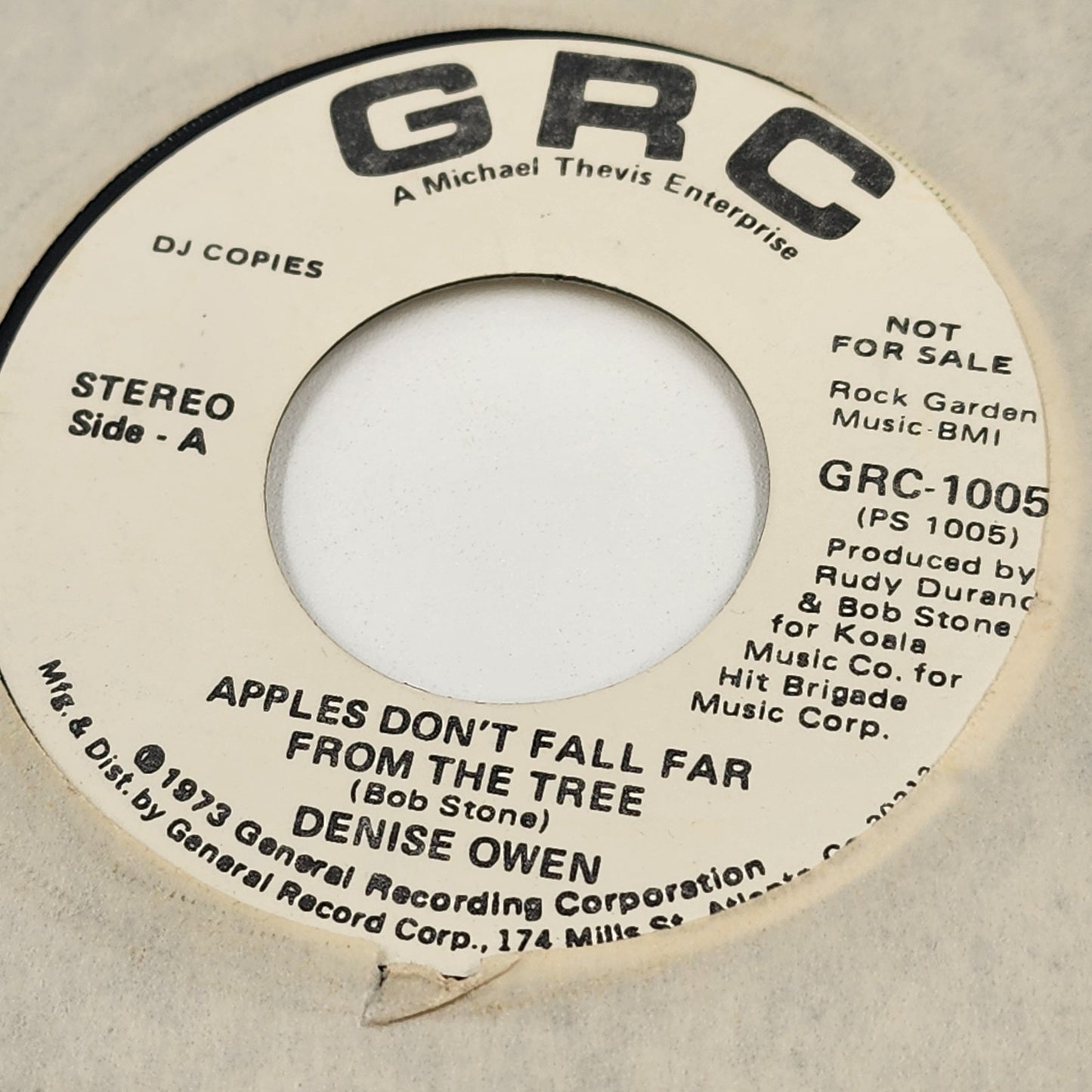 Denise Owen GRC Apples Don’t Fall Far From The Tree Mono Stereo 45 RPM 7" 1973