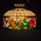 X-Large Stained Glass Hanging Light Tiffany Style Chandelier 3-Light Floral Vtg