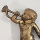 Angel Cherub Door Knocker Blowing Horn in Solid Cast English Brass Antique 6"