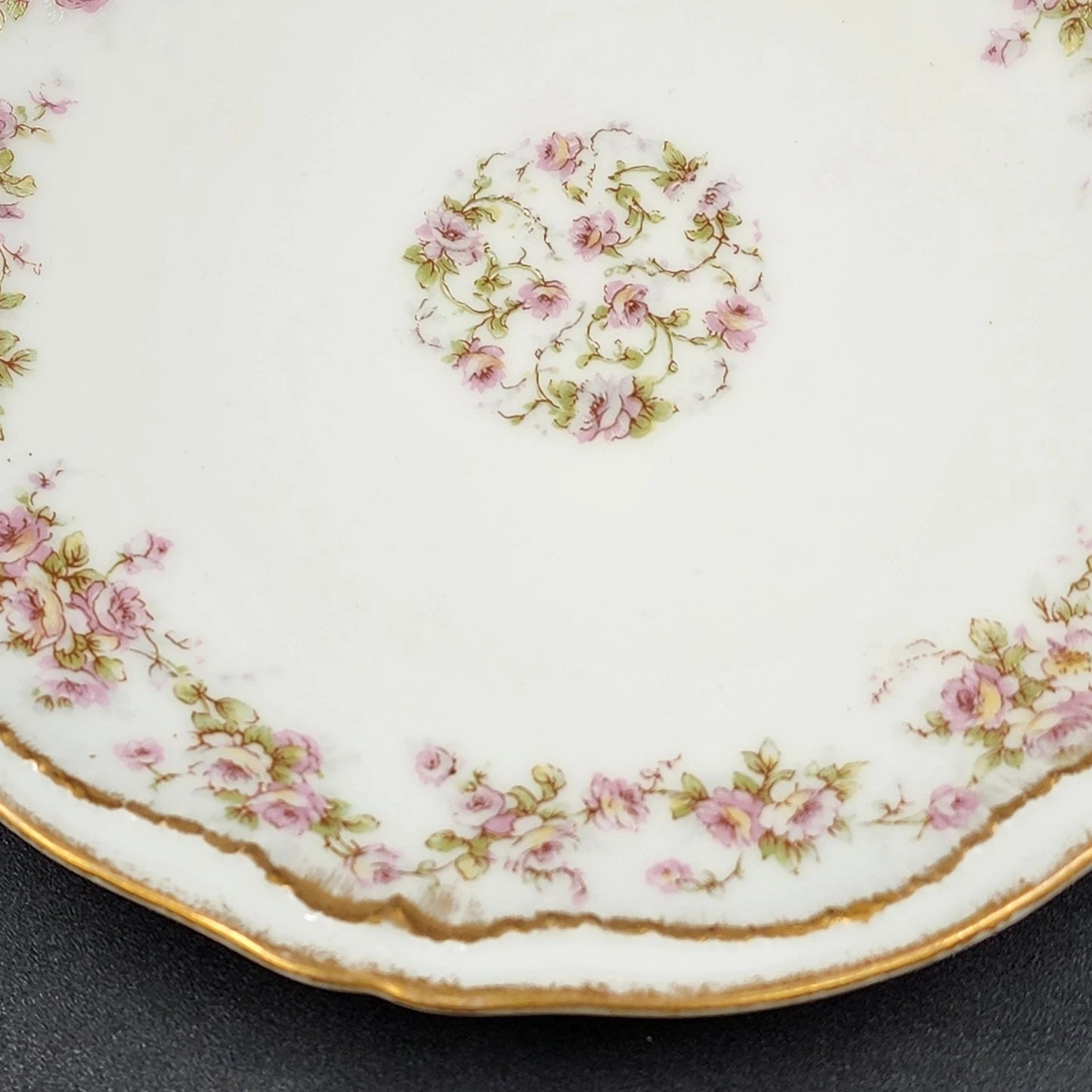 2 Limoges Coupe Salad Plates 7" Schleiger 844 Pink Rose Theodore Haviland France