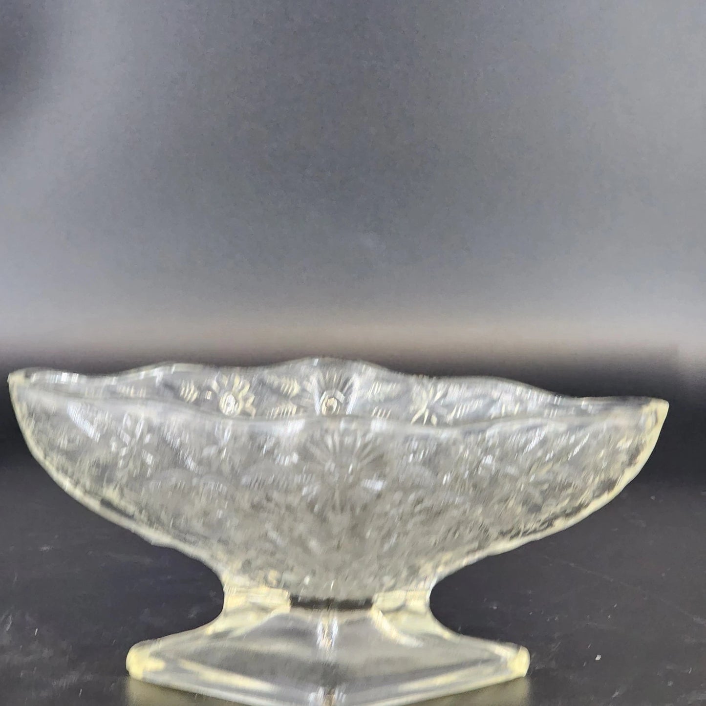 Indiana Compote Pedestal Candy Dish Clear Glass Pineapple & Floral Diamond 6.5"