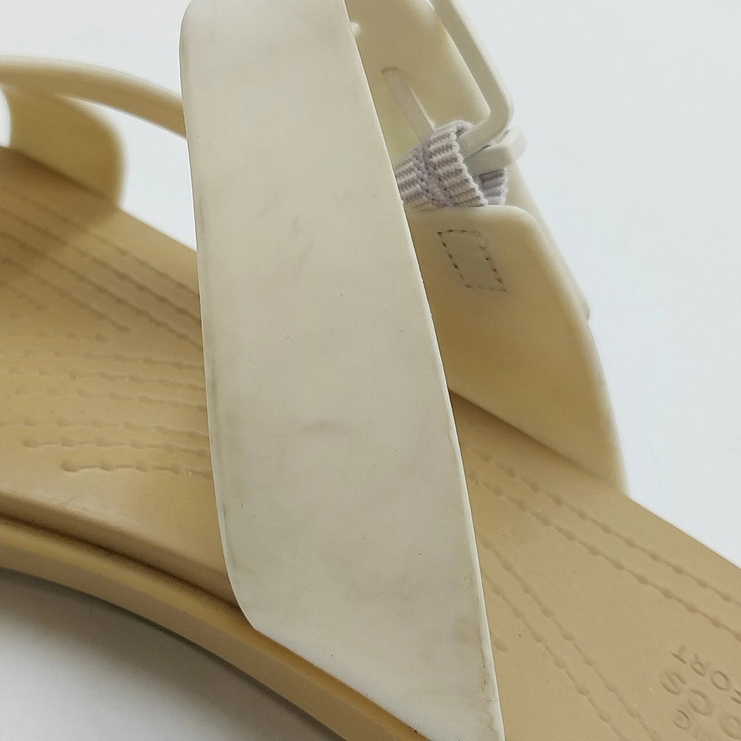 Crocs Iconic Comfort Tulum Sandals White Straps Women's 7 Buckle Comfort Slipper