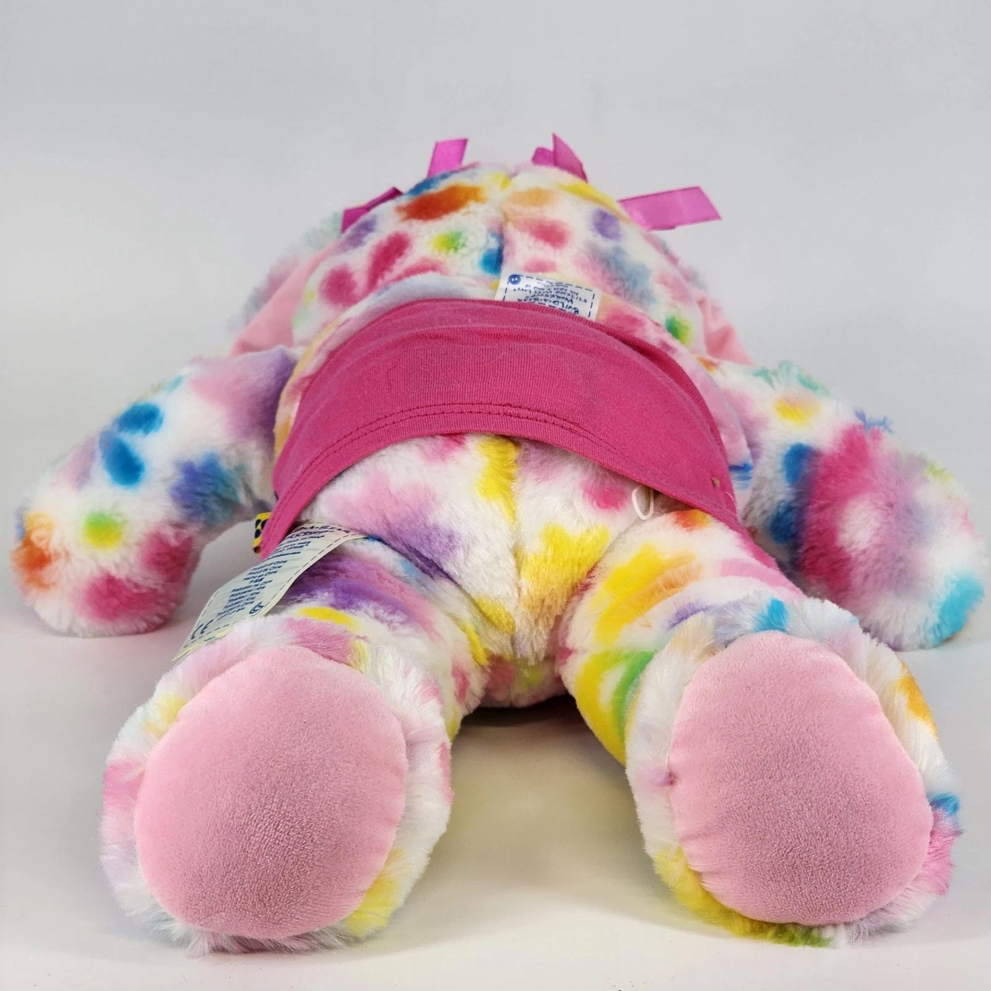 Build A Bear Tie Dye White Pastel Spotted Bunny Rabbit Plush 16" Pink Dress