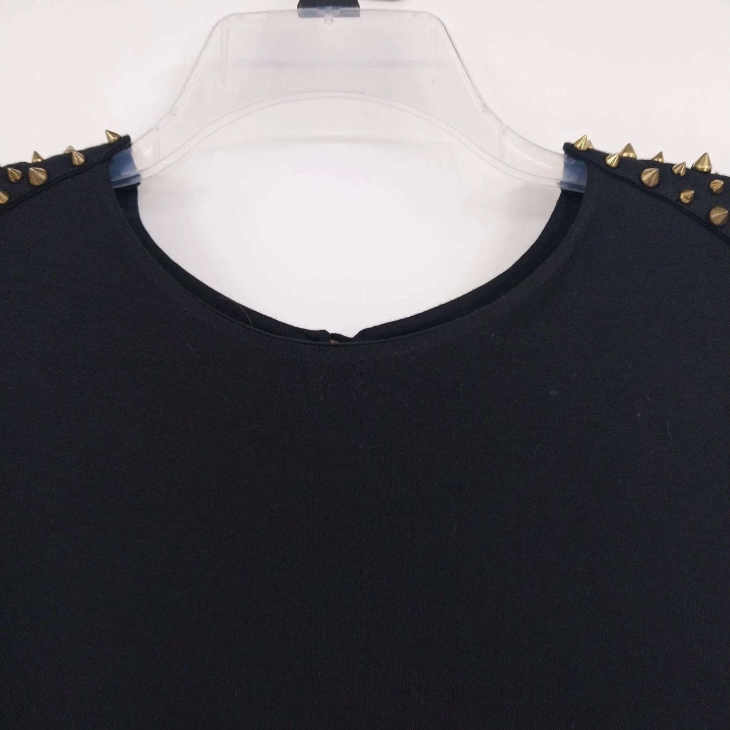 ELFE by Elif Erturk Black Studded Shoulder Top Womens EU 42 Sleeveless Small