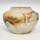 Nemadji Pottery Vase 5.5" Natural Clay Green Orange Swirl Marbled Vintage USA