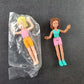 2 Vintage McDonalds Polly Pocket Dolls 2003 Blonde Brown Pink Orange Bendy Toys