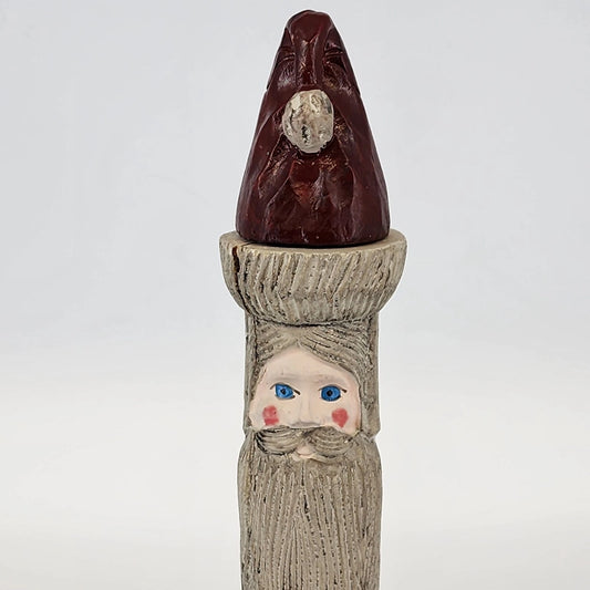 House of Lloyd Wooden Santa Taper Candle Holder Removable Hat 11" China Vtg