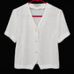 Liz Claiborne White Sheer Button Front Blouse Women's Small Short Sleeve Top