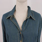 DCC Missy Denim Shirt Blouse XL Blue Cotton Long Sleeve Ruffled Cuffs Western