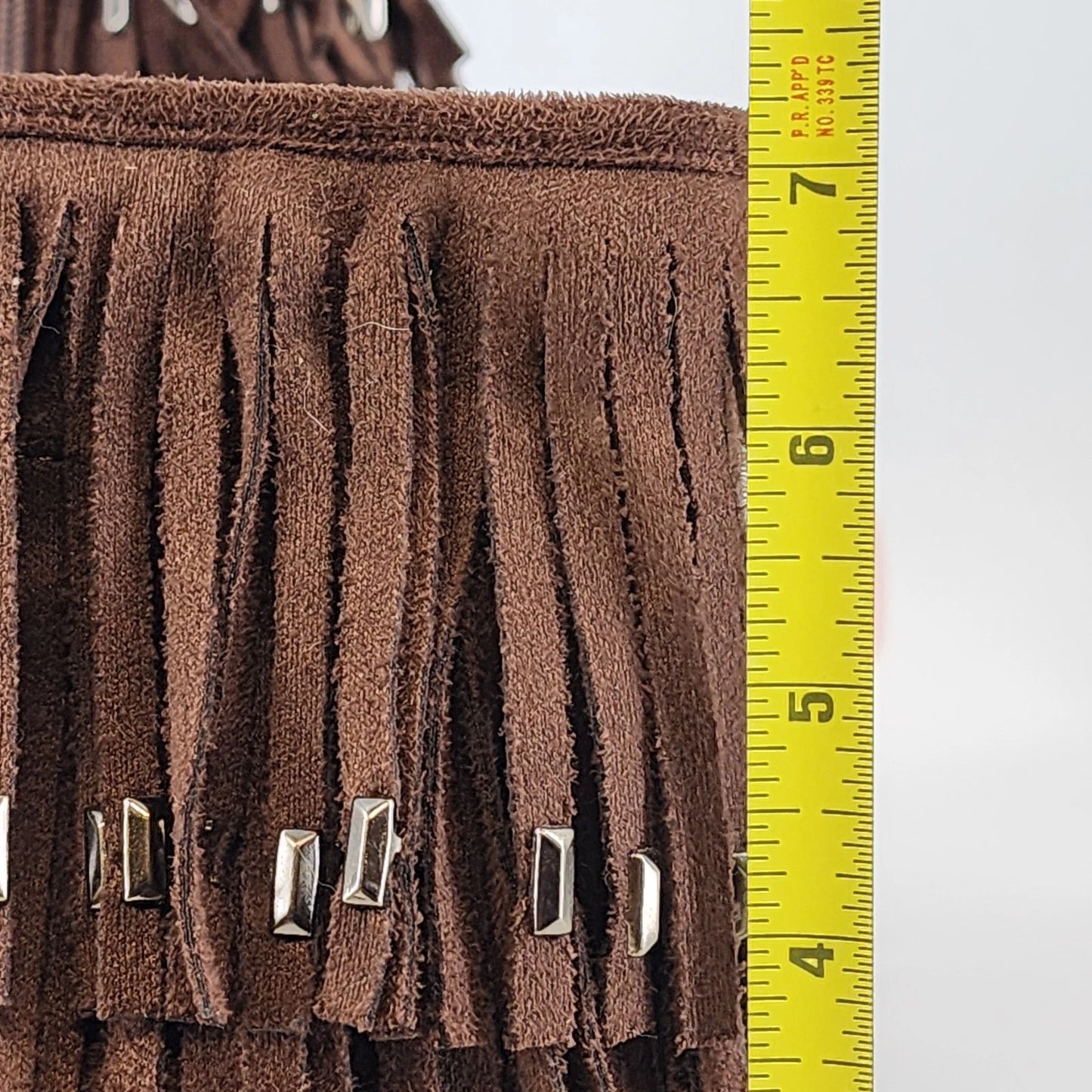 Bucco Capensis Fawn Ankle Boots Brown Faux Suede Studded Fringe Women 8.5