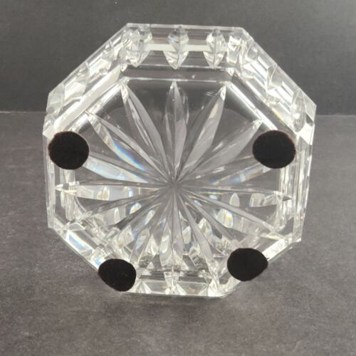 Waterford Crystal Glass Dish with Lid Octagon Shaped 5" Ireland Felt Pads Vtg