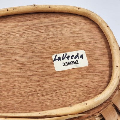 Oval Basket with Wooden Handles 12"x9" LaVeeda Hand Woven Rattan Wicker