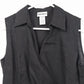 David N Women's Black 100% Linen Sleeveless Wrap Blouse Collared V-Neck Top M