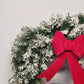 Christmas Wreath 22" Green White Snow Flocked Bow LED Lights Battery Operated