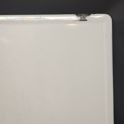 Enamel Tabletop Counter Vintage Rustic White Black Edges Wood Frame 38" As-Is