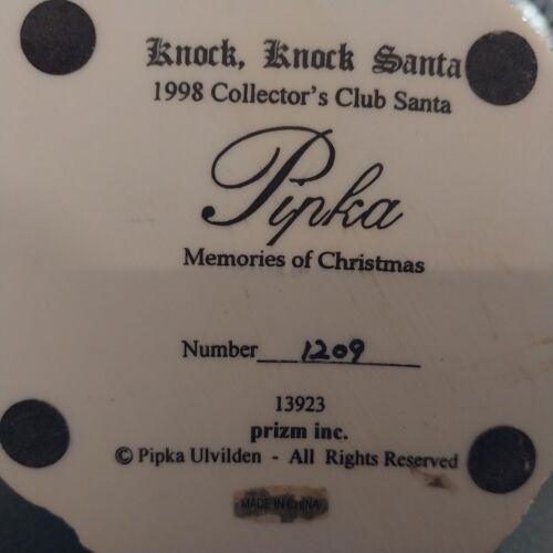 Pipka Memories of Christmas Knock Knock Santa 1998 Numbered 1209 No Staff 10"