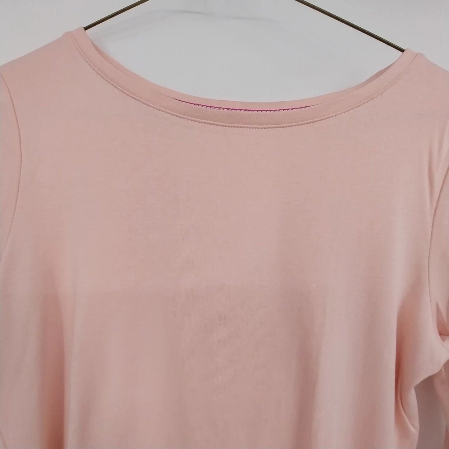 Talbots Petites Light Pink Boat Neck Top Women SP Pima Cotton 3/4 Sleeve 21"