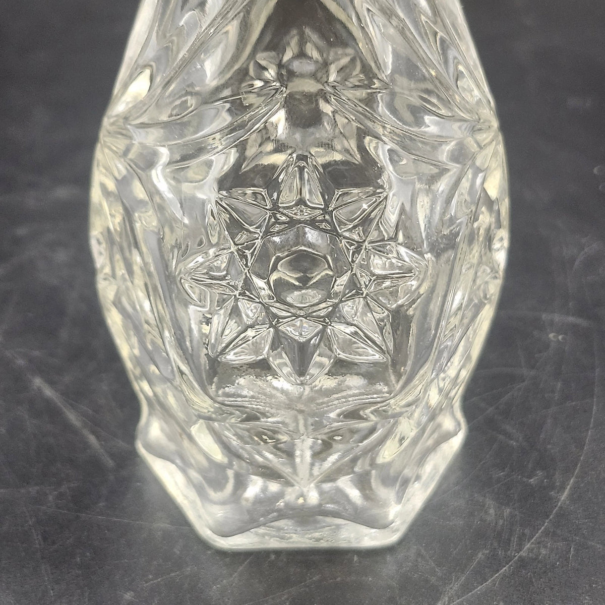 Anchor Hocking Early American PresCut Star of David Glass Cruet Stopper 7.75"x3"