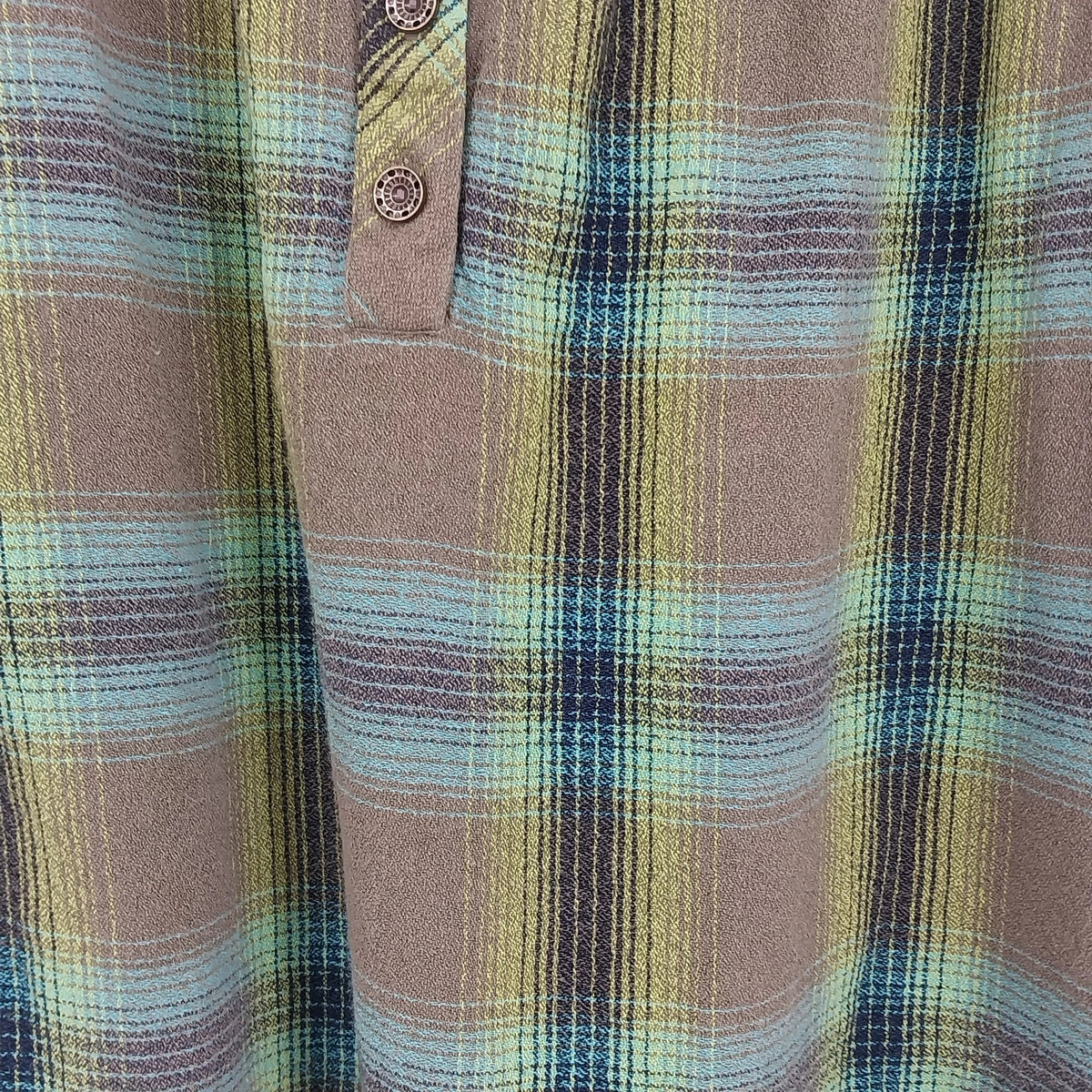 J.Jill Plaid Embroidered Popover Shirt Green Women's Medium Petite Long Sleeve