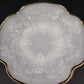 Anchor Hocking Milk Glass Serving Bowl Raised Grape & Leaf Motif Gold Trim 8.5"
